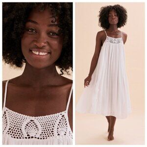 NWT Rip Curl Alira Crochet-Trim Maxi Dress - White, Size X Small